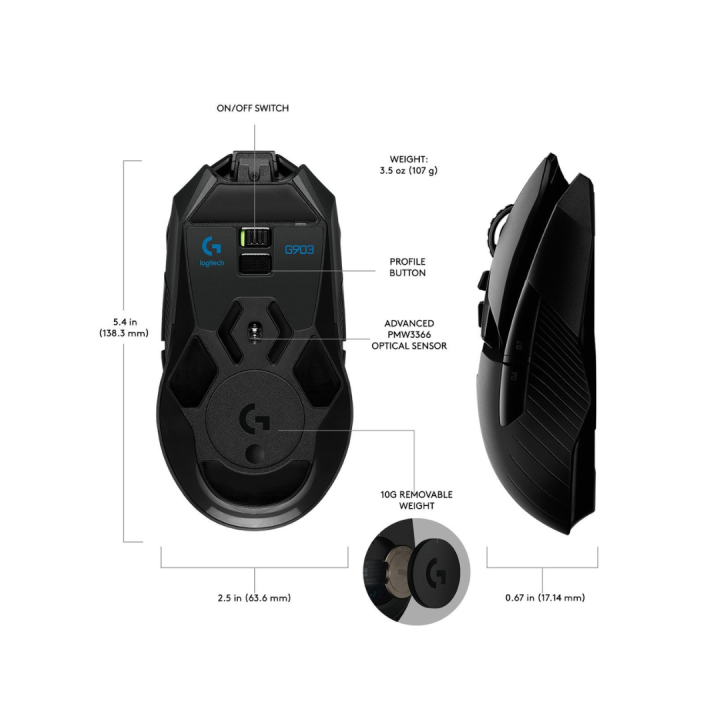 Mouse Logitech G903 inalámbrico gaming